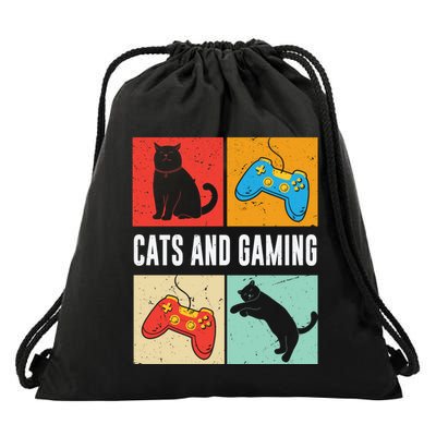 Cats And Gaming For The Cat Lover Gamer Video Game Player Drawstring Bag
