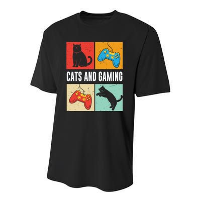 Cats And Gaming For The Cat Lover Gamer Video Game Player Youth Performance Sprint T-Shirt