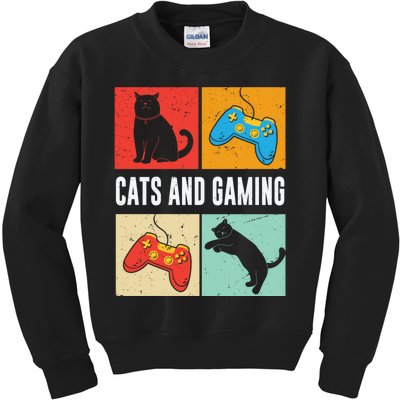 Cats And Gaming For The Cat Lover Gamer Video Game Player Kids Sweatshirt