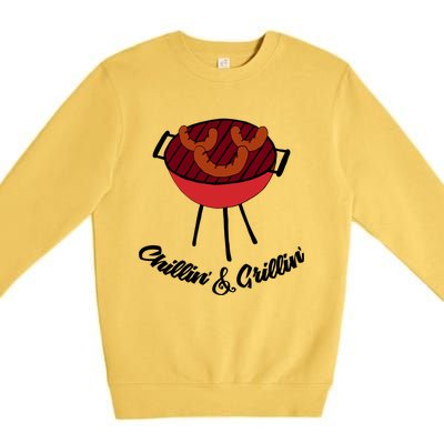 Chillin And Grillin Barbecue Grill Retro Food Meaningful Gift Premium Crewneck Sweatshirt