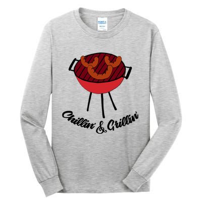 Chillin And Grillin Barbecue Grill Retro Food Meaningful Gift Tall Long Sleeve T-Shirt