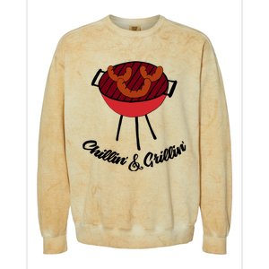 Chillin And Grillin Barbecue Grill Retro Food Meaningful Gift Colorblast Crewneck Sweatshirt