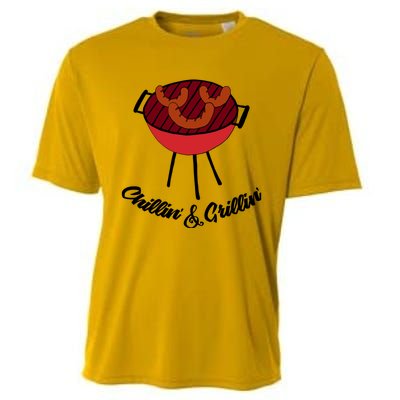 Chillin And Grillin Barbecue Grill Retro Food Meaningful Gift Cooling Performance Crew T-Shirt