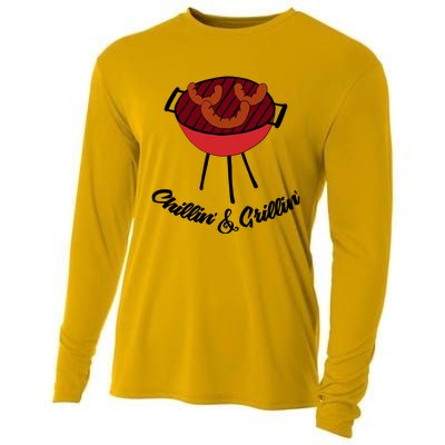 Chillin And Grillin Barbecue Grill Retro Food Meaningful Gift Cooling Performance Long Sleeve Crew