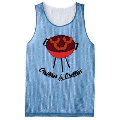 Chillin And Grillin Barbecue Grill Retro Food Meaningful Gift Mesh Reversible Basketball Jersey Tank