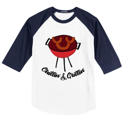 Chillin And Grillin Barbecue Grill Retro Food Meaningful Gift Baseball Sleeve Shirt