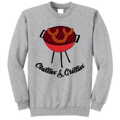 Chillin And Grillin Barbecue Grill Retro Food Meaningful Gift Tall Sweatshirt