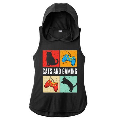 Cats And Gaming For The Cat Lover Gamer Video Game Player Ladies PosiCharge Tri-Blend Wicking Draft Hoodie Tank