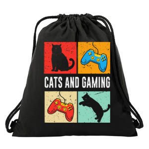 Cats And Gaming For The Cat Lover Gamer Video Game Player Drawstring Bag