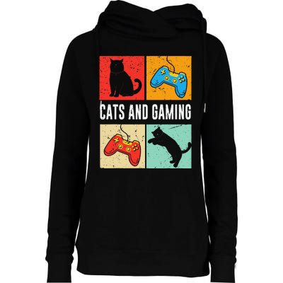 Cats And Gaming For The Cat Lover Gamer Video Game Player Womens Funnel Neck Pullover Hood