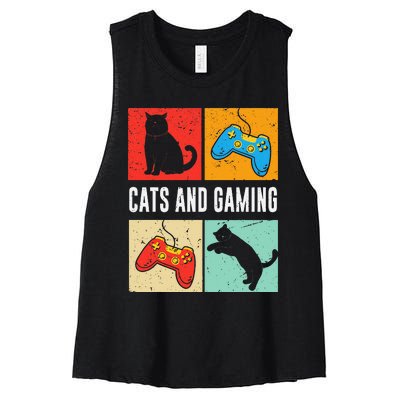 Cats And Gaming For The Cat Lover Gamer Video Game Player Women's Racerback Cropped Tank