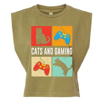 Cats And Gaming For The Cat Lover Gamer Video Game Player Garment-Dyed Women's Muscle Tee