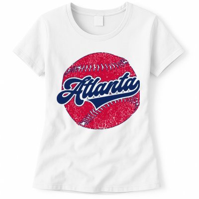 Classic Atlanta, Georgia Baseball Fan Retro Vintage Womens T-Shirt