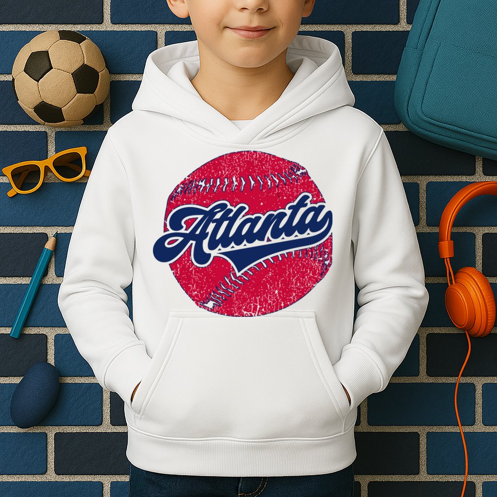 Classic Atlanta, Georgia Baseball Fan Retro Vintage Kids Hoodie