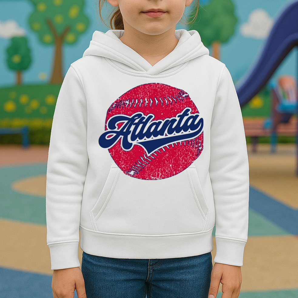 Classic Atlanta, Georgia Baseball Fan Retro Vintage Kids Hoodie