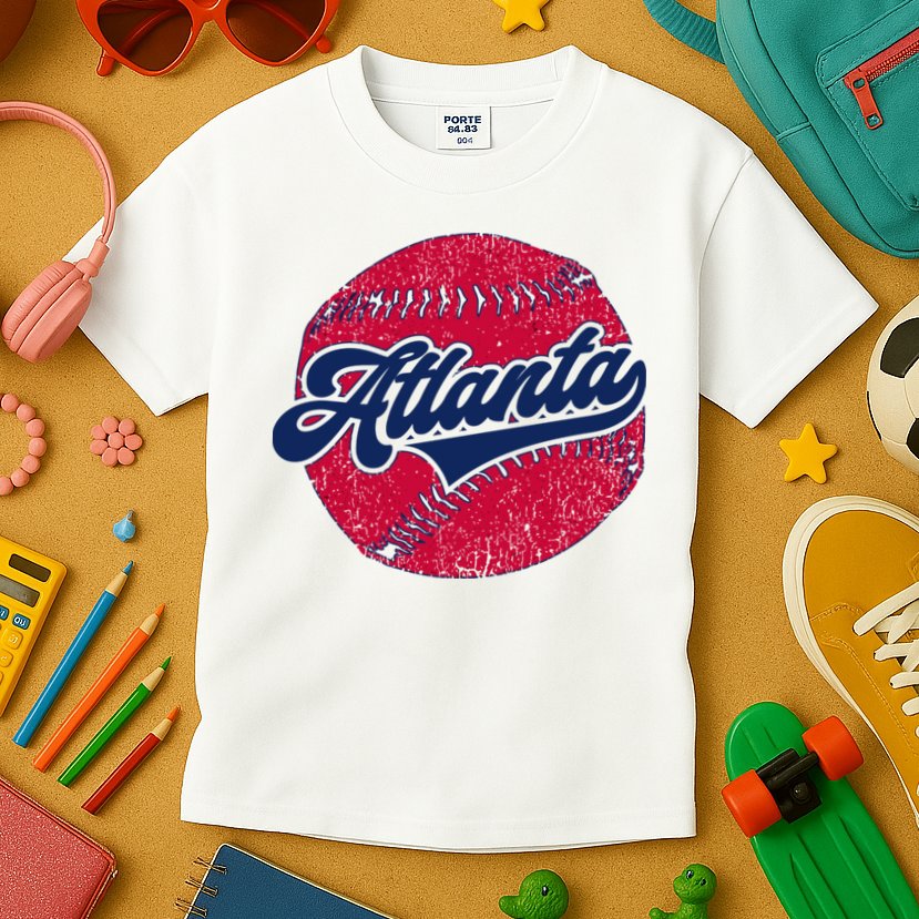 Classic Atlanta, Georgia Baseball Fan Retro Vintage Kids T-Shirt