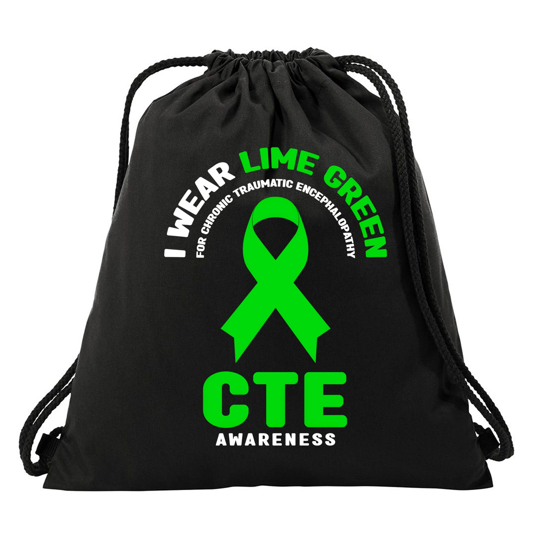 Cte Awareness Gift I Wear Lime Green For Cte Awareness Gift Drawstring Bag