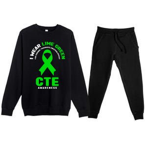 Cte Awareness Gift I Wear Lime Green For Cte Awareness Gift Premium Crewneck Sweatsuit Set