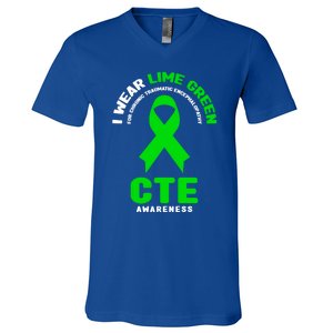 Cte Awareness Gift I Wear Lime Green For Cte Awareness Gift V-Neck T-Shirt