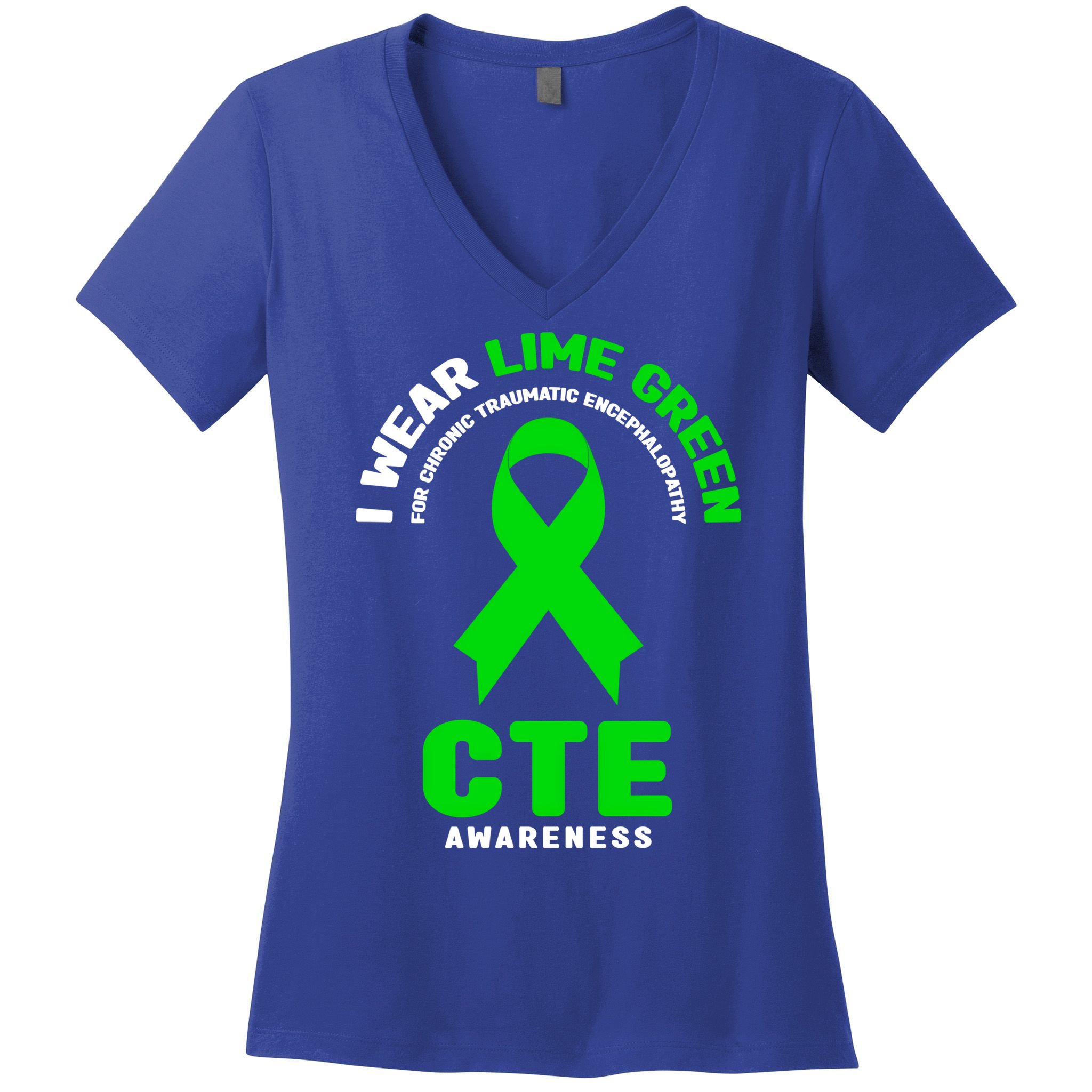 Cte Awareness Gift I Wear Lime Green For Cte Awareness Gift Women's V-Neck T-Shirt