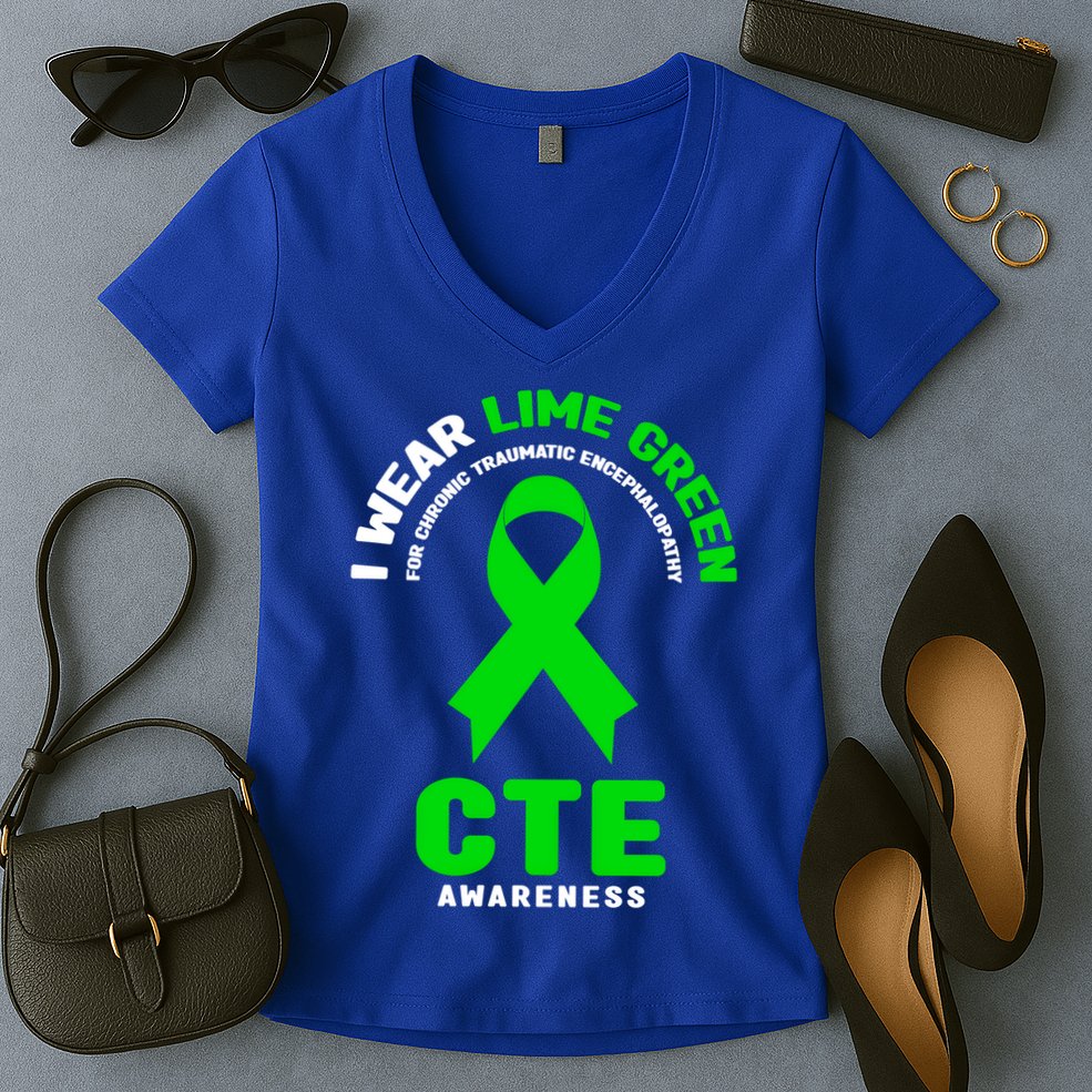 Cte Awareness Gift I Wear Lime Green For Cte Awareness Gift Women's V-Neck T-Shirt