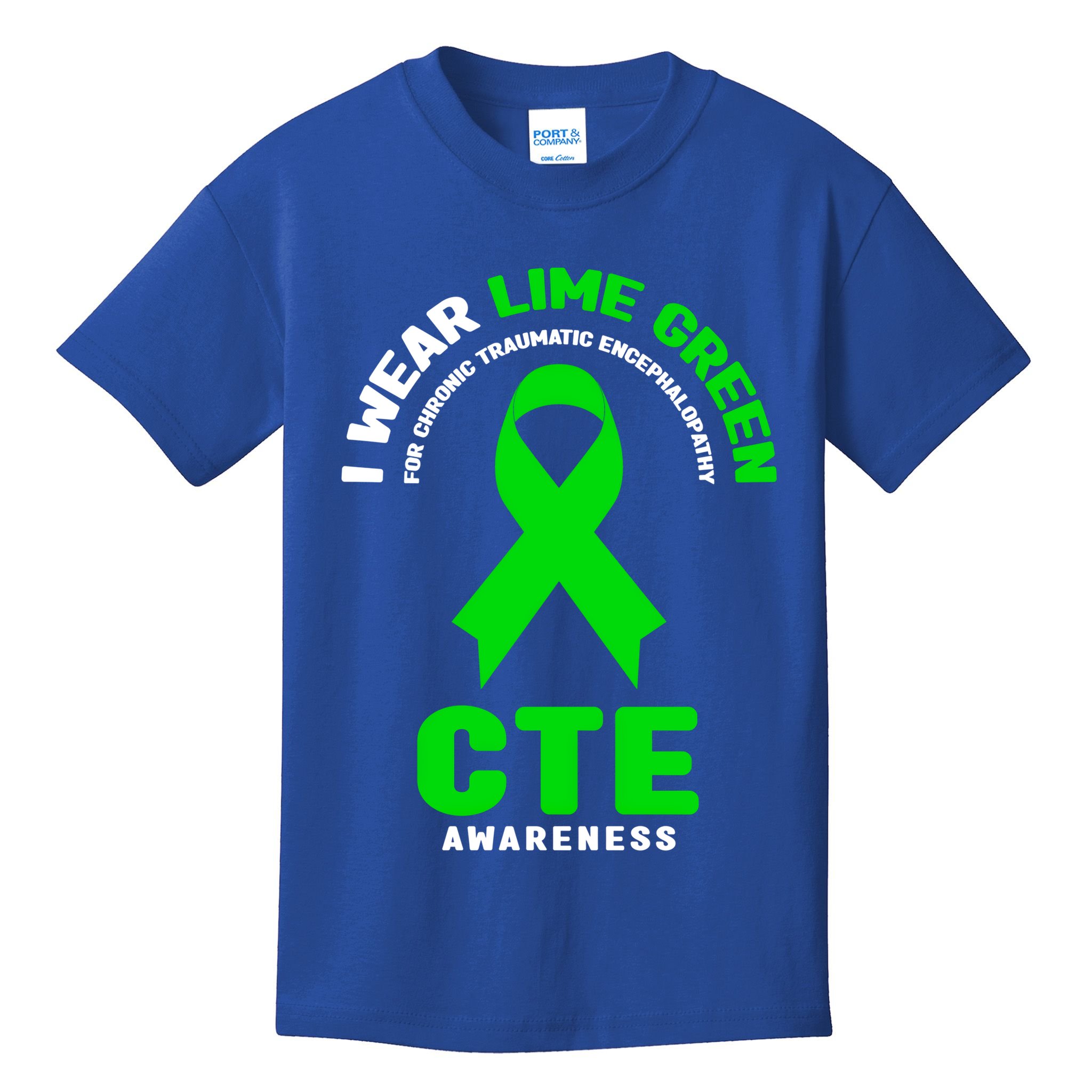 Cte Awareness Gift I Wear Lime Green For Cte Awareness Gift Kids T-Shirt