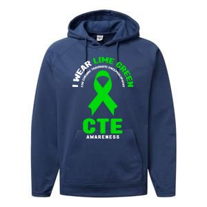 Cte Awareness Gift I Wear Lime Green For Cte Awareness Gift Performance Fleece Hoodie