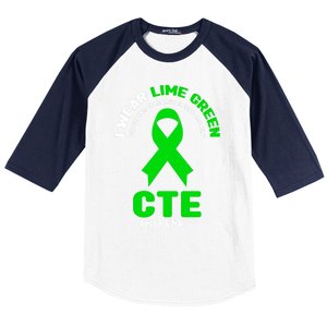 Cte Awareness Gift I Wear Lime Green For Cte Awareness Gift Baseball Sleeve Shirt