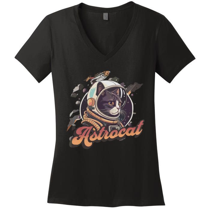 Cat Astrocat Gift For Loved One Women's V-Neck T-Shirt