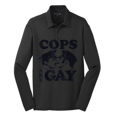 Cops Are Gay LGBT Funny Apparel Silk Touch Performance Long Sleeve Polo