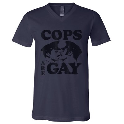 Cops Are Gay LGBT Funny Apparel V-Neck T-Shirt