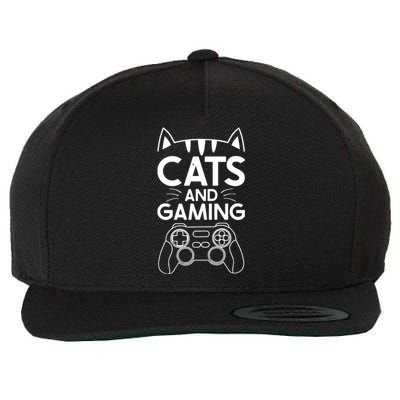 Cats And Gaming Funny Cat Lover Gaming Gift Gamer Wool Snapback Cap