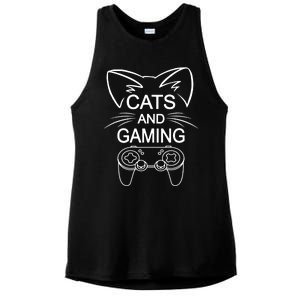 Cats And Gaming Funny Cat Lover Gaming Gift Gamer Ladies PosiCharge Tri-Blend Wicking Tank