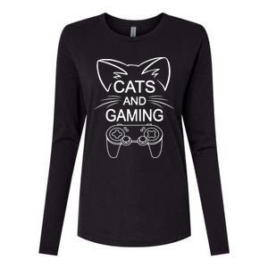 Cats And Gaming Funny Cat Lover Gaming Gift Gamer Womens Cotton Relaxed Long Sleeve T-Shirt