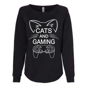 Cats And Gaming Funny Cat Lover Gaming Gift Gamer Womens California Wash Sweatshirt