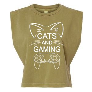 Cats And Gaming Funny Cat Lover Gaming Gift Gamer Garment-Dyed Women's Muscle Tee