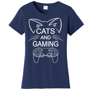 Cats And Gaming Funny Cat Lover Gaming Gift Gamer Women's T-Shirt