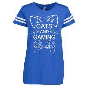 Cats And Gaming Funny Cat Lover Gaming Gift Gamer Enza Ladies Jersey Football T-Shirt