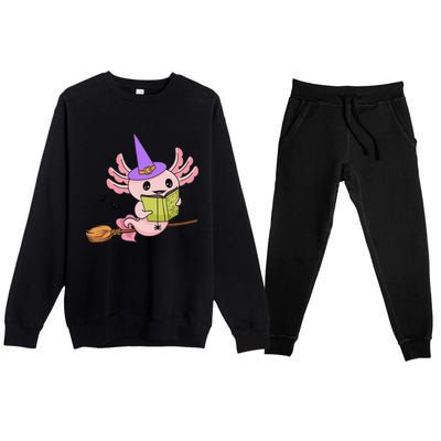 Cute Axolotl Halloween Axolotl Witch Casting Spells Premium Crewneck Sweatsuit Set