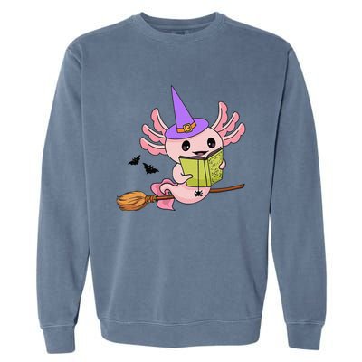 Cute Axolotl Halloween Axolotl Witch Casting Spells Garment-Dyed Sweatshirt