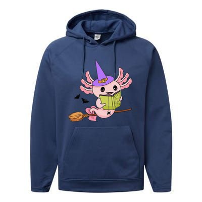 Cute Axolotl Halloween Axolotl Witch Casting Spells Performance Fleece Hoodie