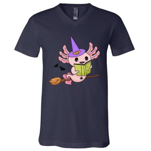 Cute Axolotl Halloween Axolotl Witch Casting Spells V-Neck T-Shirt