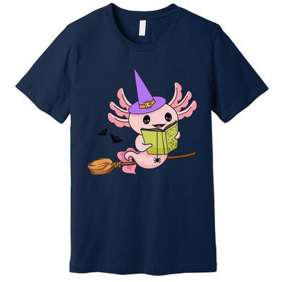 Cute Axolotl Halloween Axolotl Witch Casting Spells Premium T-Shirt