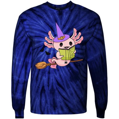 Cute Axolotl Halloween Axolotl Witch Casting Spells Tie-Dye Long Sleeve Shirt