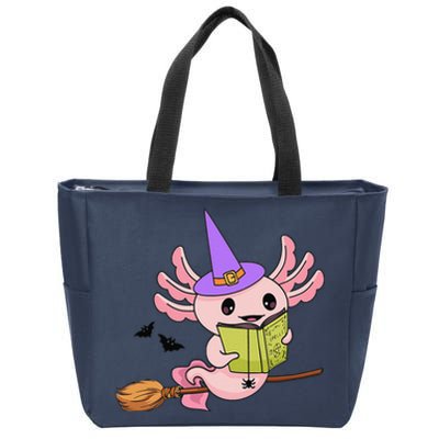 Cute Axolotl Halloween Axolotl Witch Casting Spells Zip Tote Bag