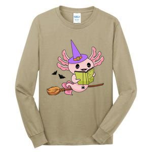 Cute Axolotl Halloween Axolotl Witch Casting Spells Tall Long Sleeve T-Shirt