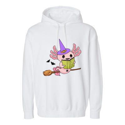 Cute Axolotl Halloween Axolotl Witch Casting Spells Garment-Dyed Fleece Hoodie