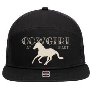 Cow At Heart With Horse Design Meaningful Gift 7 Panel Mesh Trucker Snapback Hat