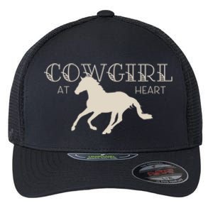 Cow At Heart With Horse Design Meaningful Gift Flexfit Unipanel Trucker Cap