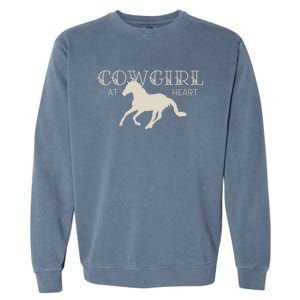 Cow At Heart With Horse Design Meaningful Gift Garment-Dyed Sweatshirt